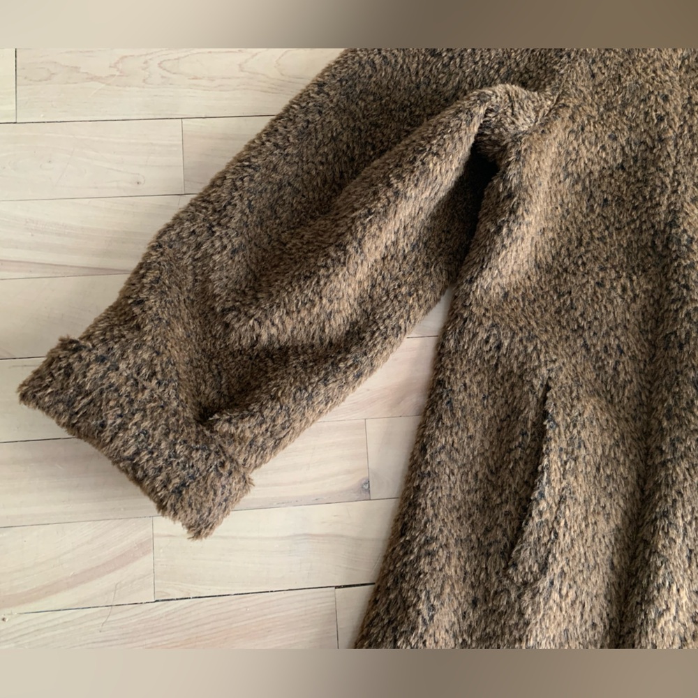 VINTAGE - Dolce Bella Alpaca Wool Mohair Textured Coat | Brown Swing Coat L/XL - Picture 6 of 13